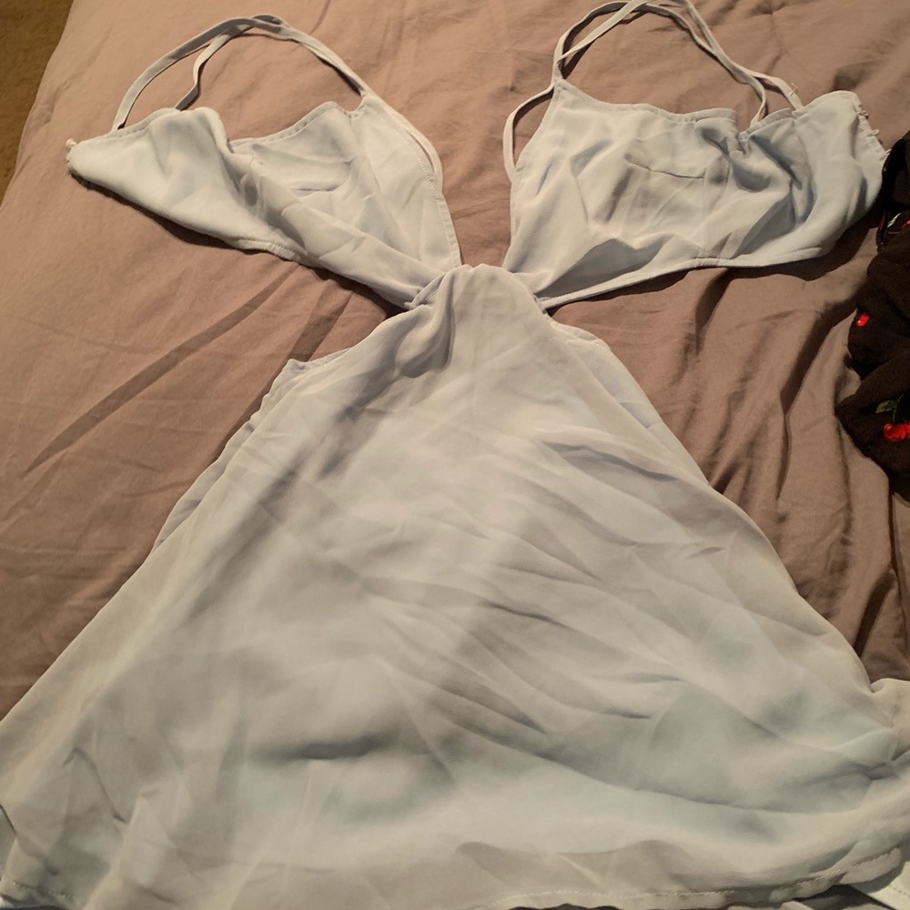 Light blue v cut dress